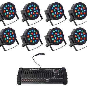 12 Rockville RockPAR50 LED RGB Par Can DJ/Club Wash Lights+384 Ch DMX Controller