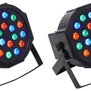 (2) Rockville RockPAR50 LED RGB Compact Par Can DJ/Club DMX Wash Lights