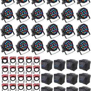 (24) Rockville RockPAR50 LED RGB Par Can DJ/Club DMX Wash Lights+Cables+Bags