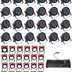 24) Rockville RockPAR50 Par Can DJ/Club Wash Lights+384 Ch DMX Controller+Cables