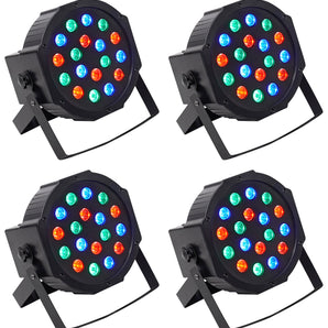 (4) Rockville RockPAR50 LED RGB Compact Par Can DJ/Club DMX Wash Lights