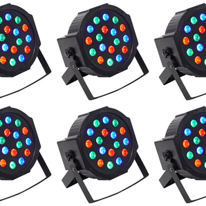 (6) Rockville RockPAR50 LED RGB Compact Par Can DJ/Club DMX Wash Lights