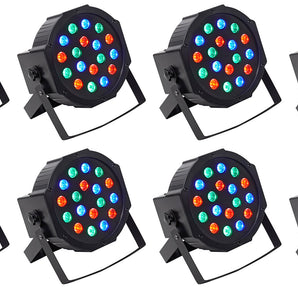 (8) Rockville RockPAR50 LED RGB Compact Par Can DJ/Club DMX Wash Lights