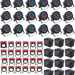 (24) Rockville RockPAR50 Par Can Wash Lights+384 Ch DMX Controller+Cables+Bags