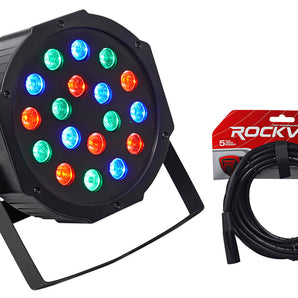 Rockville RockPAR50 LED RGB Compact Par Can DJ/Club DMX Wash Light+Cable