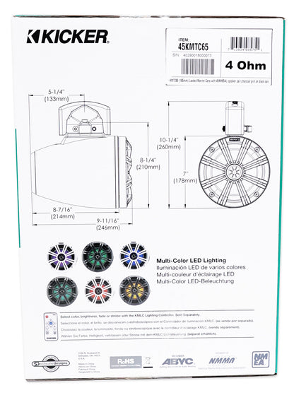 (4) 45KMTC65 6.5" Tower Speakers w/LEDs for Polaris RZR/ATV/UTV