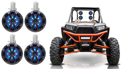 (4) 45KMTC65 6.5" Tower Speakers w/LEDs for Polaris RZR/ATV/UTV