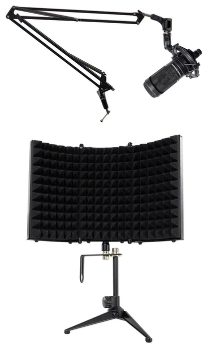 Audio Technica AT2050 Studio Condenser Recording Microphone Mic+Boom+Shield