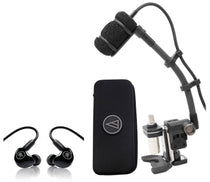 ATM350D Mic w/ Gooseneck + Drum Mount + Mackie In-Ear Monitors