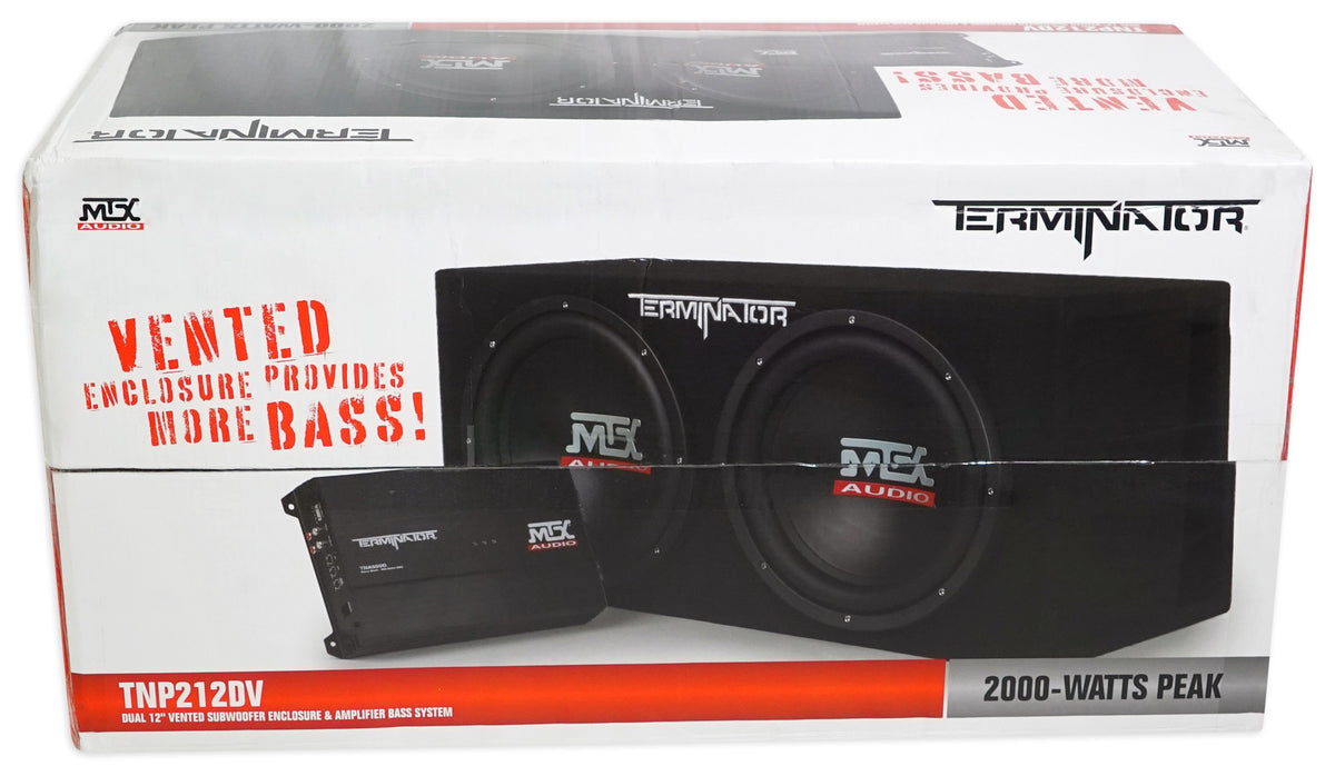 MTX Terminator TNP212DV 500w RMS Dual 12” Subwoofers+Vented Sub Box+Amplifier