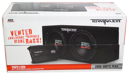 MTX Terminator TNP212DV 500w RMS Dual 12” Subwoofers+Vented Sub Box+Amplifier