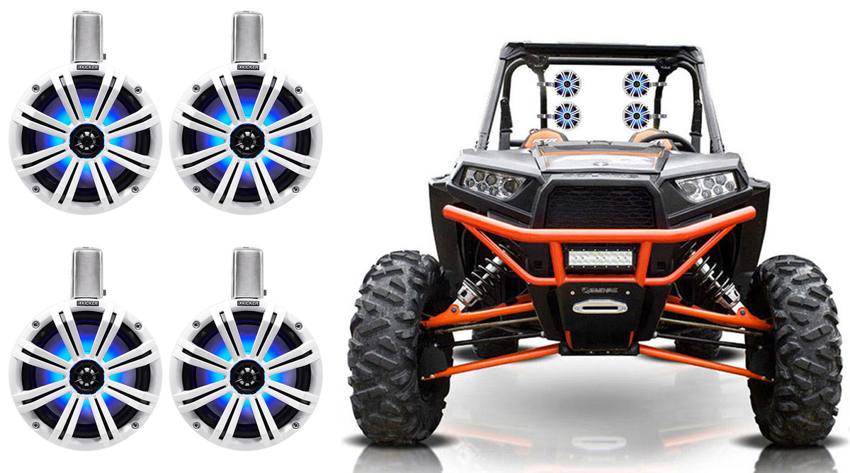 (4) 45KMTC8W 8" Tower Speakers w/LEDs for Polaris RZR/ATV/UTV