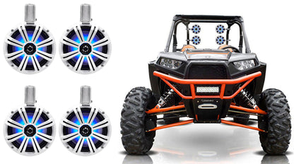 (4) 45KMTC8W 8" Tower Speakers w/LEDs for Polaris RZR/ATV/UTV