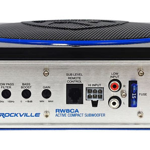 Rockville RW8CA 8 600 Watt Low Profile Under-Seat Active Powered Car Subwoofer