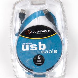 Accu-Cable USBAMAF6 6 Foot USB A Male To USB A Female Cable American DJ