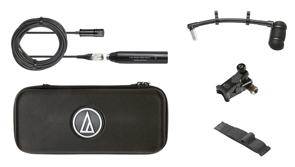 ATM350U Mini Condenser Clip-On Mic + Pair Mackie In-Ear Monitors