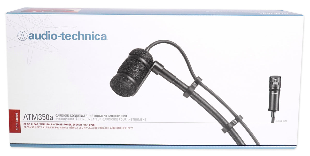 ATM350U Mini Condenser Clip-On Mic + Pair Mackie In-Ear Monitors