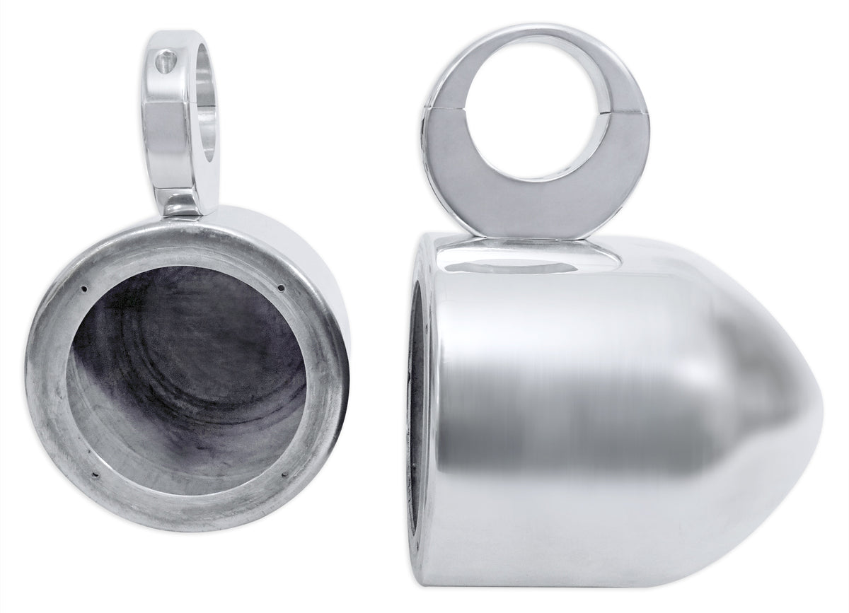 2 Rockville MAC525S 5.25" Polished Metal Marine Wakeboard Speaker Pod Enclosures