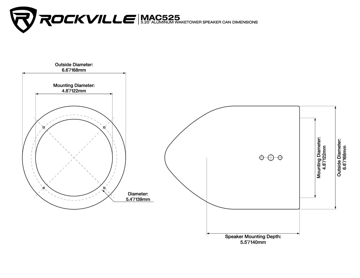 2 Rockville MAC525S 5.25" Polished Metal Marine Wakeboard Speaker Pod Enclosures