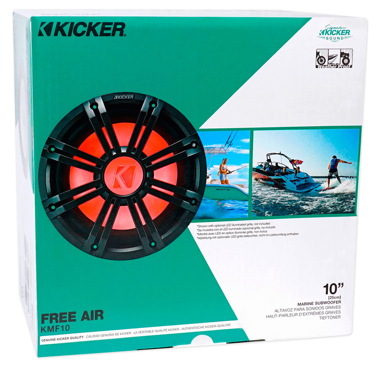 KICKER 45KMF104 10" 350w Peak/175w RMS Marine Boat Subwoofer Free Air Sub KMF12