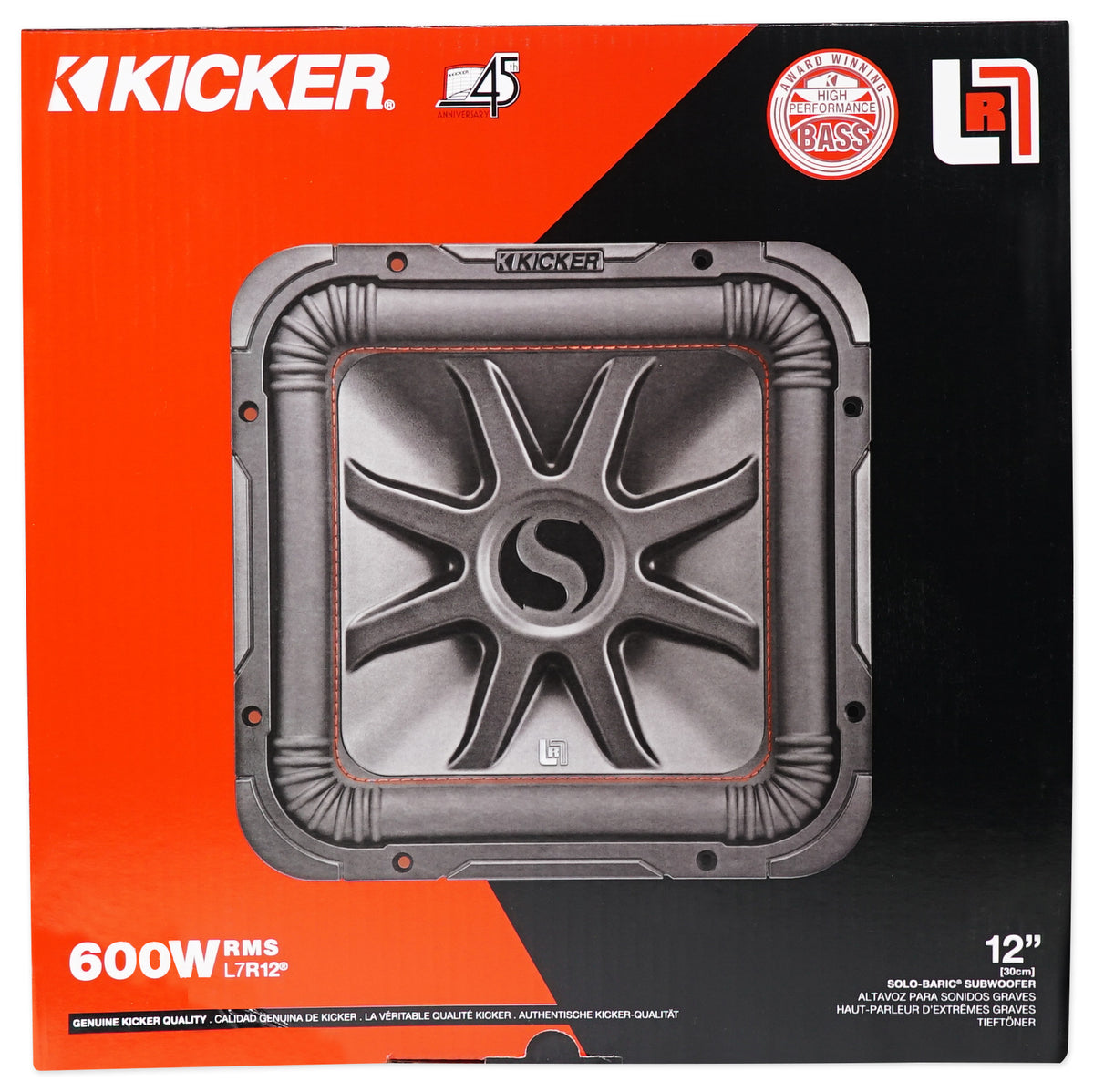 KICKER 45L7R122 12" 1200 Watt L7R Car Subwoofer, Solo-Baric Sub L7R122 DVC 2-ohm