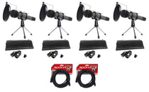 (4) ATM510 Podcast Microphones + Stands + Pop Filters
