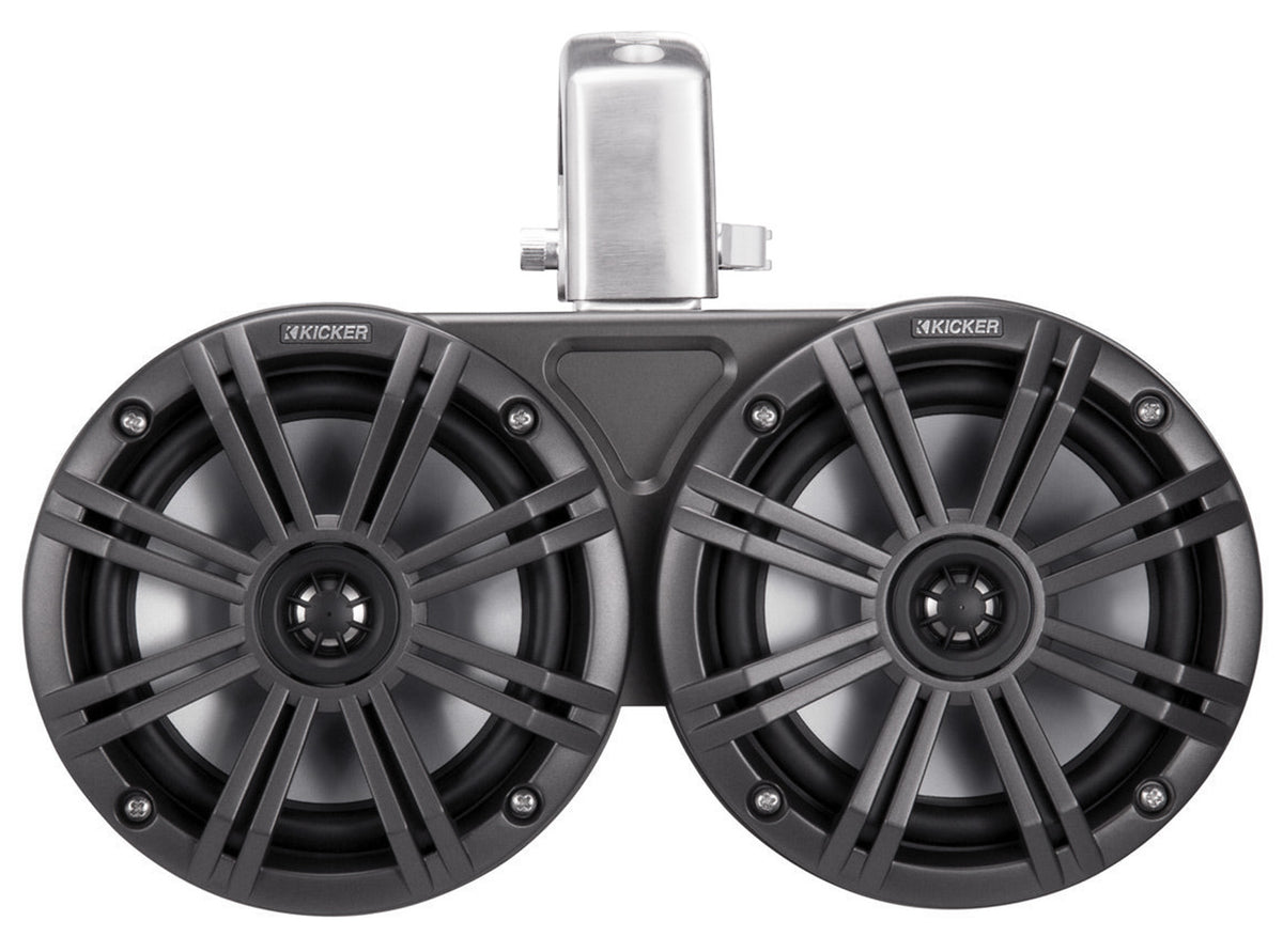 Pair KICKER 45KMTDC65 Dual 6.5" 390w Marine Wakeboard Tower LED Speakers KMTDC65