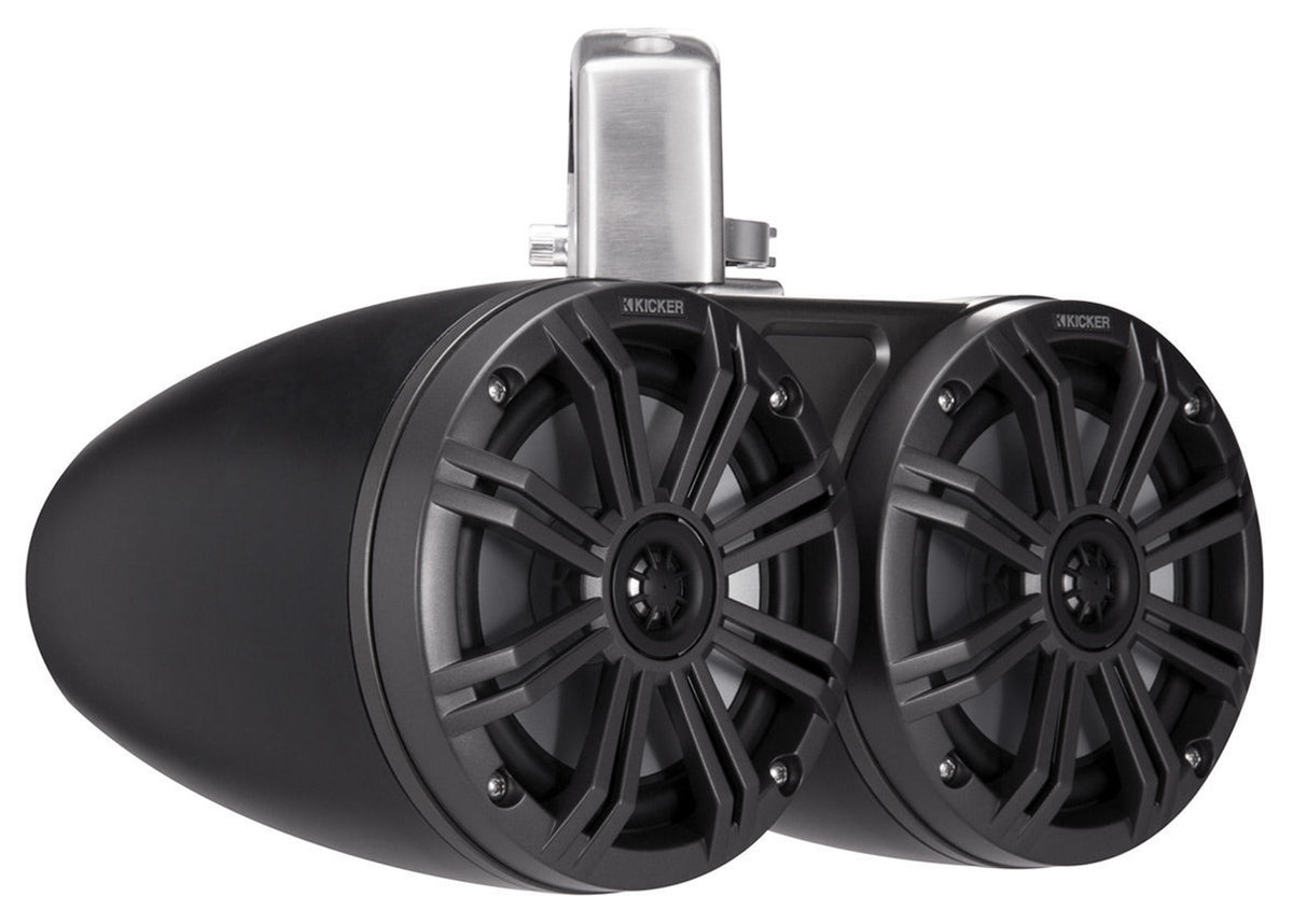 Pair KICKER 45KMTDC65 Dual 6.5" 390w Marine Wakeboard Tower LED Speakers KMTDC65