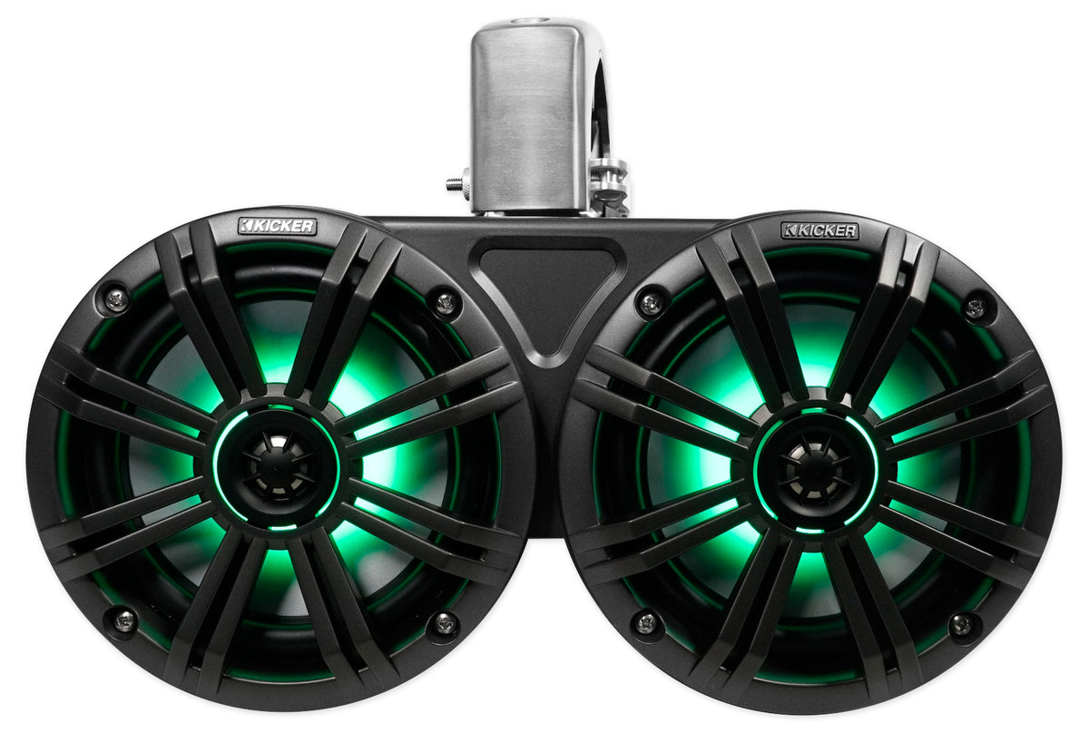 Pair KICKER 45KMTDC65 Dual 6.5" 390w Marine Wakeboard Tower LED Speakers KMTDC65