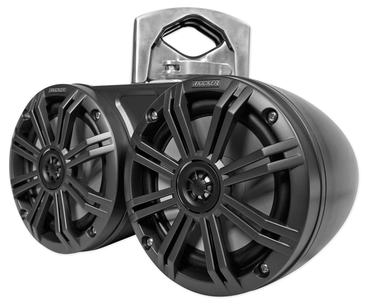 Pair KICKER 45KMTDC65 Dual 6.5" 390w Marine Wakeboard Tower LED Speakers KMTDC65