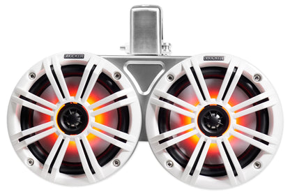 (2) KICKER 45KMTDC65W Dual 6.5" 390w Marine Wakeboard LED Tower Speakers KMTDC65