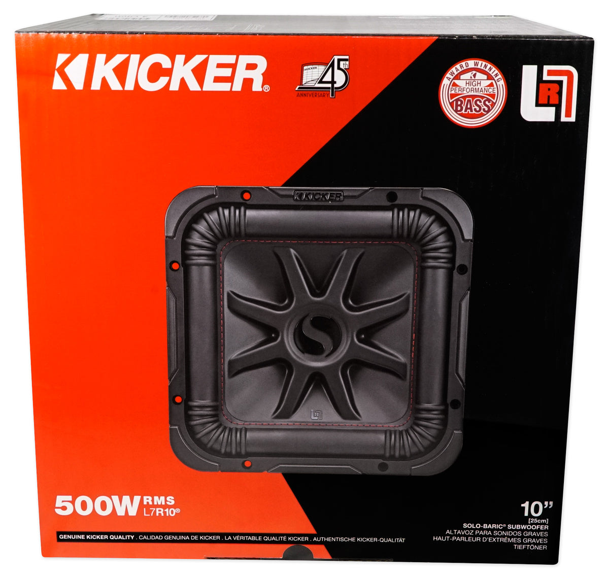 KICKER 45L7R104 10" 1000 Watt L7R Car Subwoofer, Solo-Baric Sub L7R104 DVC 4-Ohm