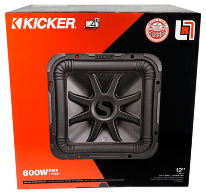 KICKER 45L7R124 12" 1200 Watt L7R Car Subwoofer, Solo-Baric Sub L7R124 DVC 4-ohm
