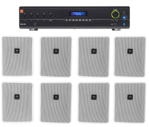 JBL VMA1240 Commercial/Restaurant 240W 70v Amplifier+(8) JBL 5.25" Wall Speakers