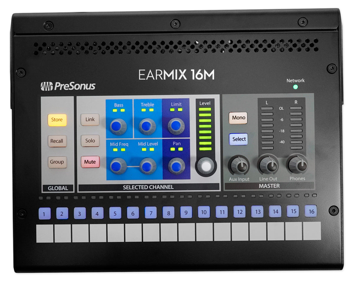 PRESONUS EarMix 16M 16x2 16-Channel AVB Personal In-Ear Monitor/Headphone Mixer
