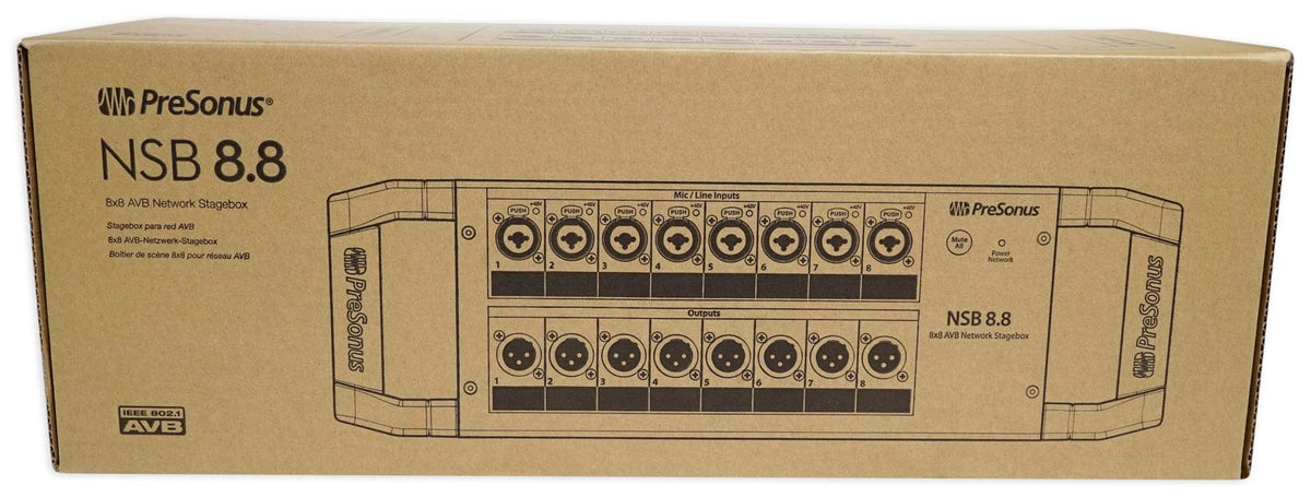 PRESONUS NSB 8.8 8x8 AVB Stagebox w/(8) XMAX Preamps+Rugged Steel Enclosure