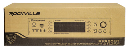 Rockville RPA60BT 19" 1000w 2-Ch USB Bluetooth DJ/Pro/Karaoke Amplifier Mixer