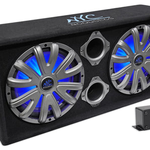 NYC Acoustics NSE212L Dual 12 inch 1800w Powered/Amplified Car Subwoofer System+LED
