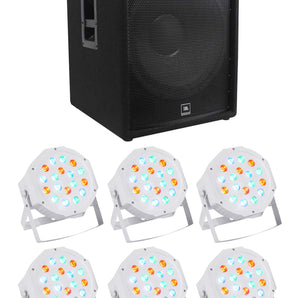 JBL Pro JRX218S 1400 Watt 18" Passive Subwoofer DJ Sub+6) Par Can Wash Lights