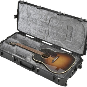 SKB 3i-4217-18 Acoustic Guitar Case, Black, Waterproof, Wheels + Fender Earbuds