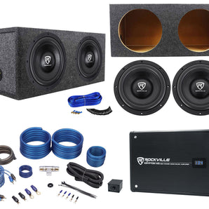 (2) Rockville W10K6D4 V2 10" 4000w Subwoofers+Sealed Box+Mono Amplifier+Amp Kit