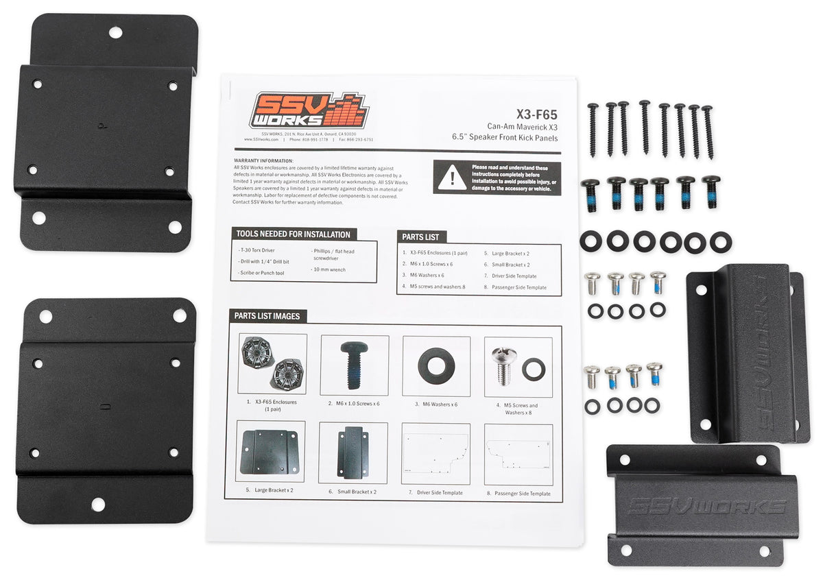 6.5" Speaker Pod Enclosures Front Kick Panels for Can-Am Maverick X3 All-Years