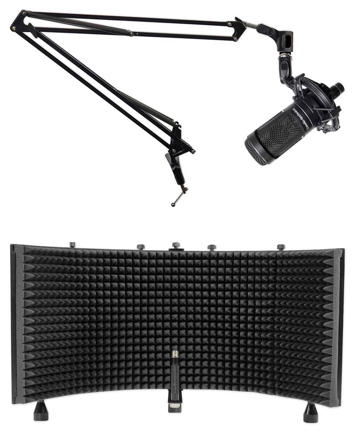 Audio Technica AT2050 Studio Condenser Recording Microphone Mic+Boom+Foam Shield