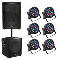 JRX212 + JRX218S PA Package with Pole + (6) RockPAR50 Lights