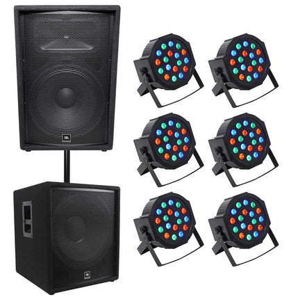 JBL JRX215 1000 Watt 15" 2-Way DJ P/A Speaker+18" 1400w Sub+(6) Par Wash Lights