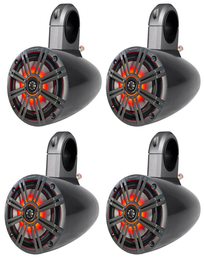 (4) 45KM654L Marine LED Speakers + KMTES Tower Enclosures
