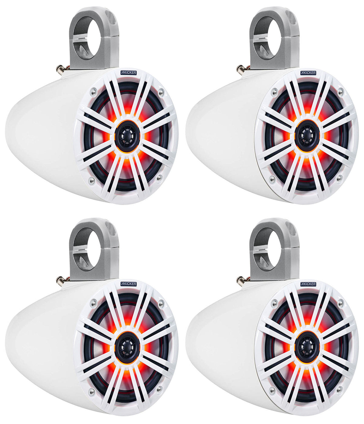 (4) 43KM654LCW 6.5" 780W Marine Wakeboard Tower Speakers w/LED Lights