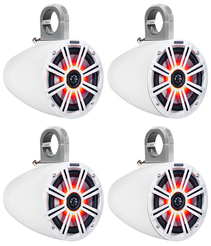 (4) 43KM654LCW 6.5" 780W Marine Wakeboard Tower Speakers w/LED Lights