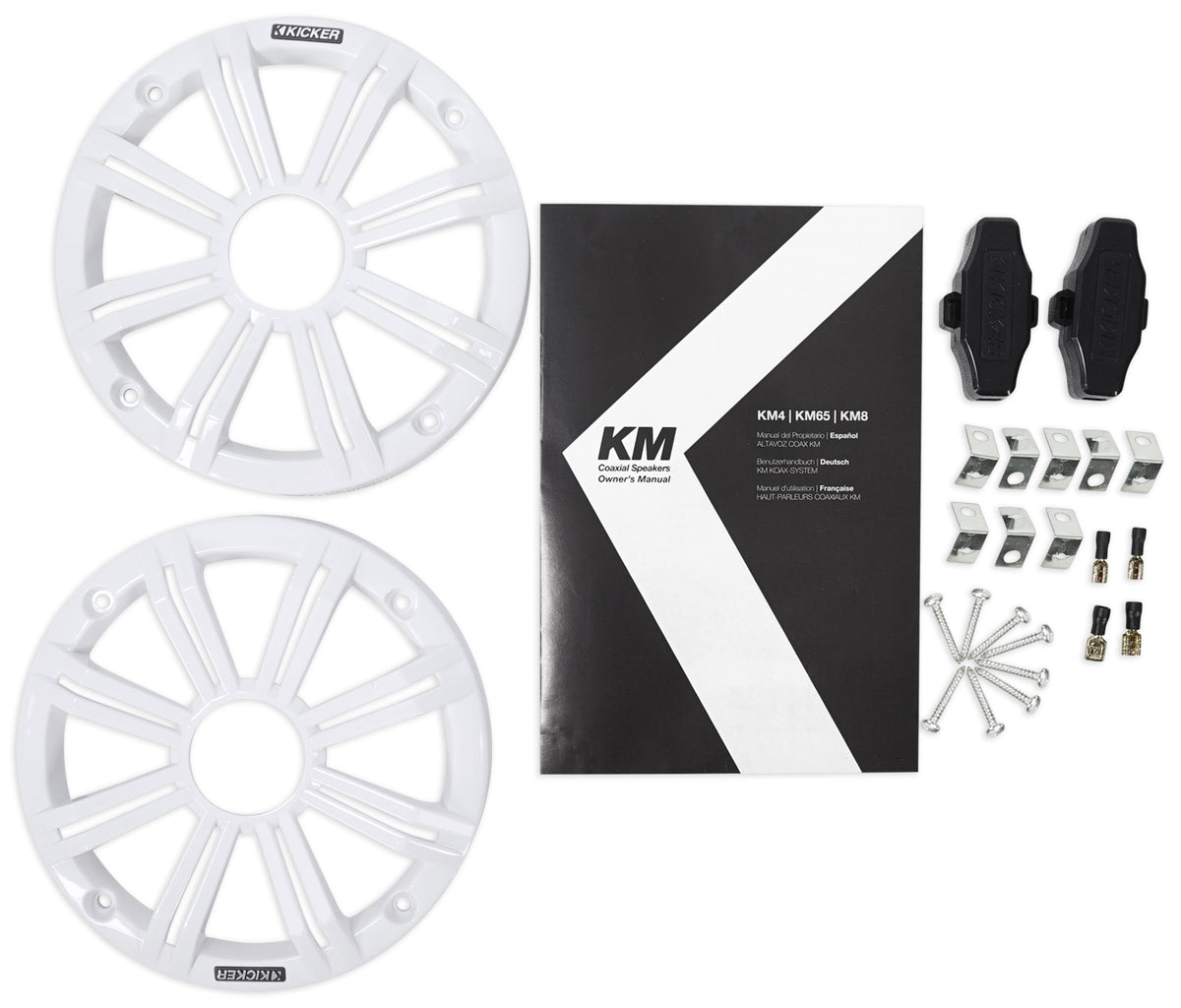 Pair Dual 43KM654LCW 6.5" 780W Marine Wakeboard Tower Speakers w/LEDs