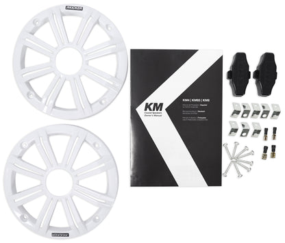 Pair Dual 43KM654LCW 6.5" 780W Marine Wakeboard Tower Speakers w/LEDs